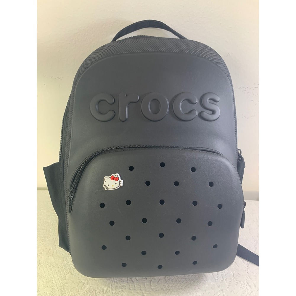 Crocs Large Backpack Black EVA Foam Jibbitz Ready Hello Kitty Charm School Bag